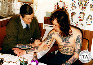 Ron Ackers tattooing Steve Willet